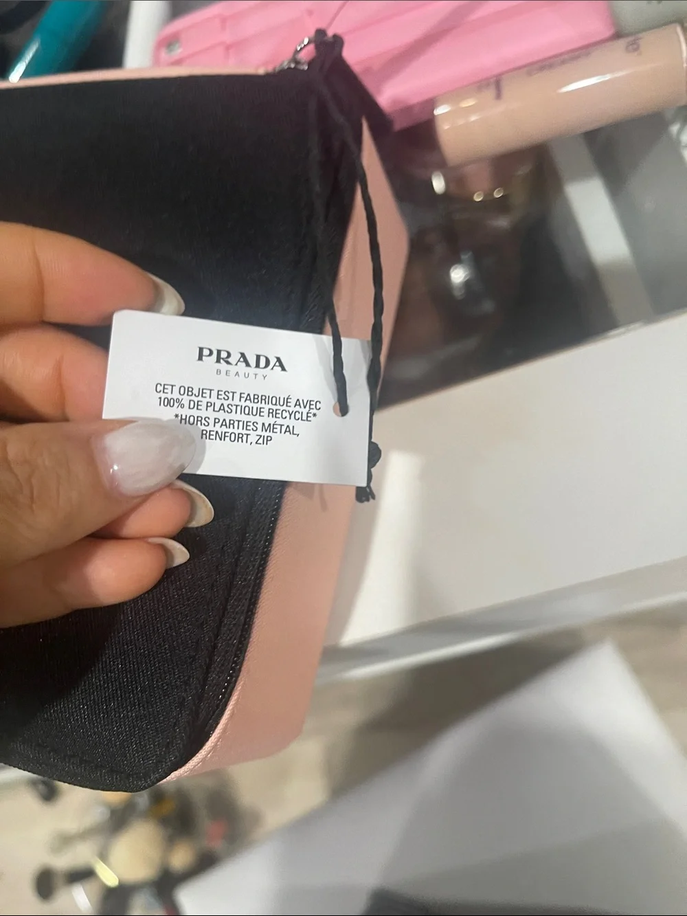 Prada Two-Tone Black and Pink Beauty Pouch